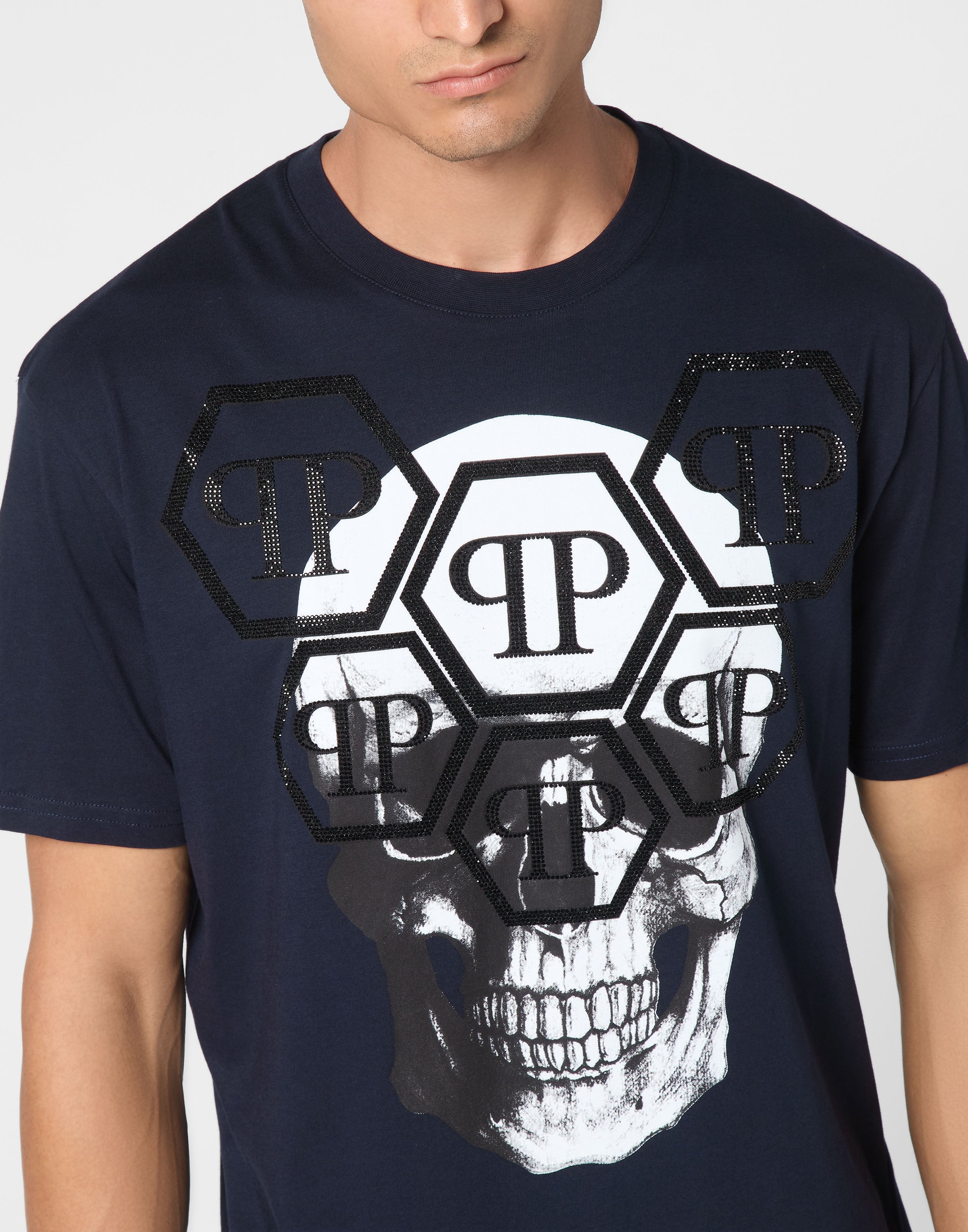 PHILIPP PLEIN - T-shirt Round Neck SS Stones Skull
