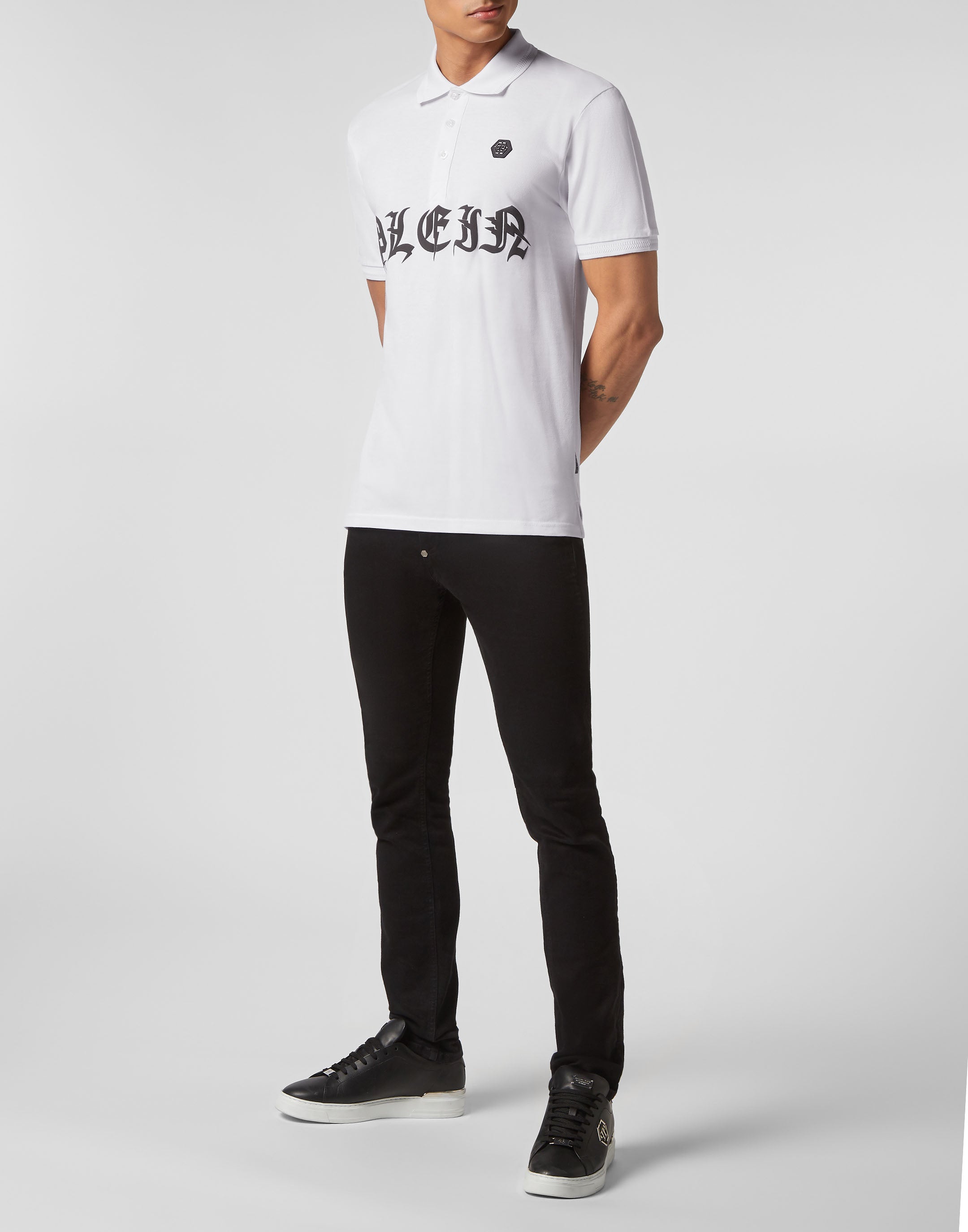 PHILIPP PLEIN - Slim Fit Piquet Polo Shirt SS Gothic Plein