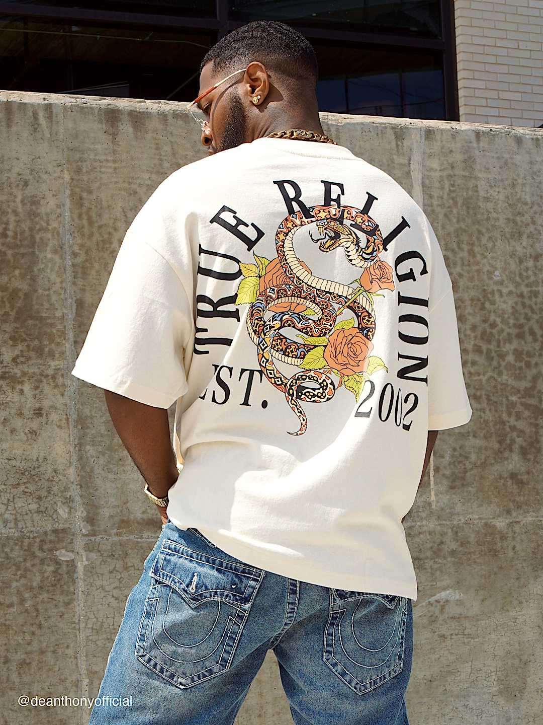 True Religion - Floral Snake Heavyweight Oversized Tee