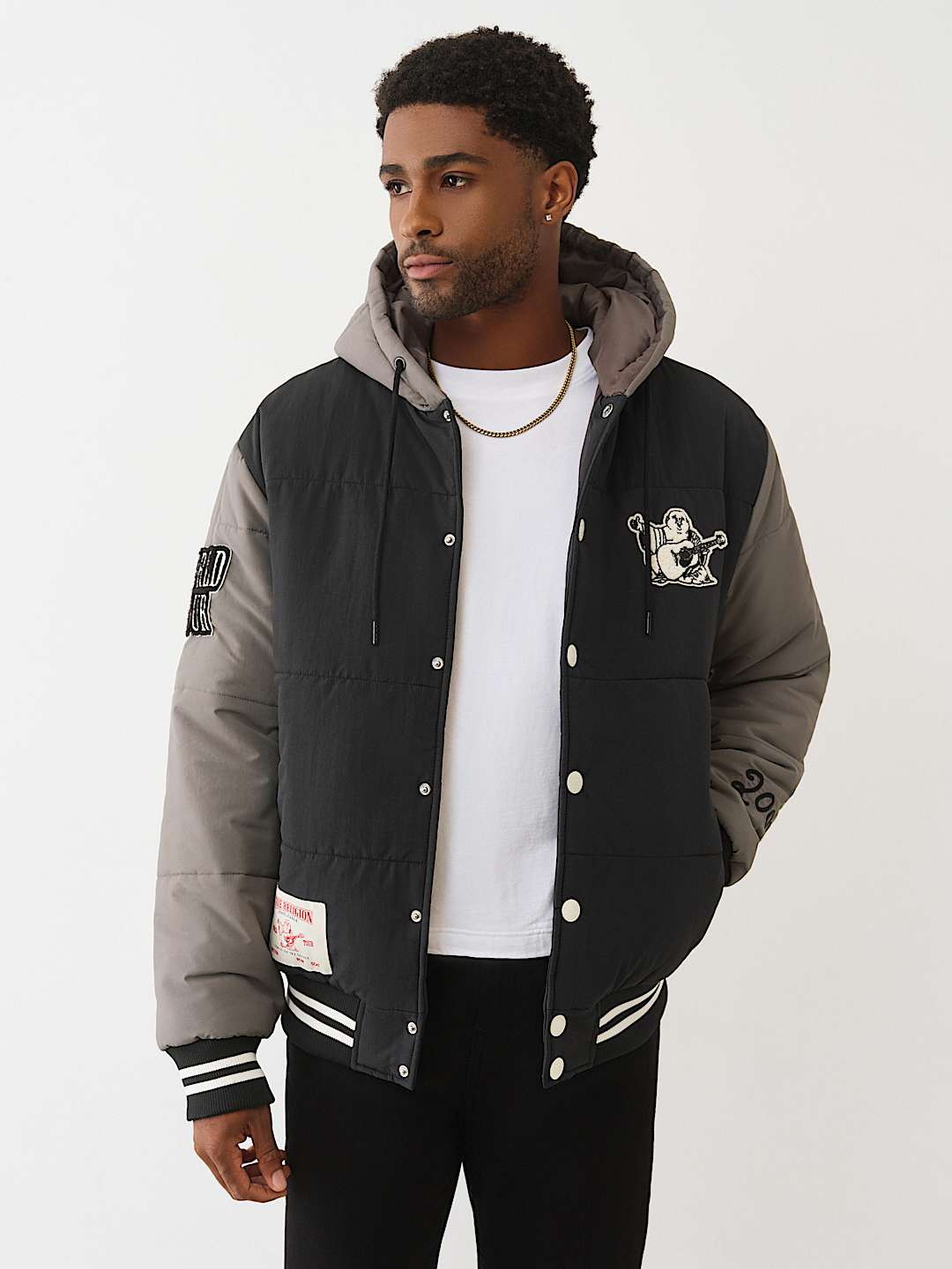 True Religion - Hooded Puffer Varsity Jacket