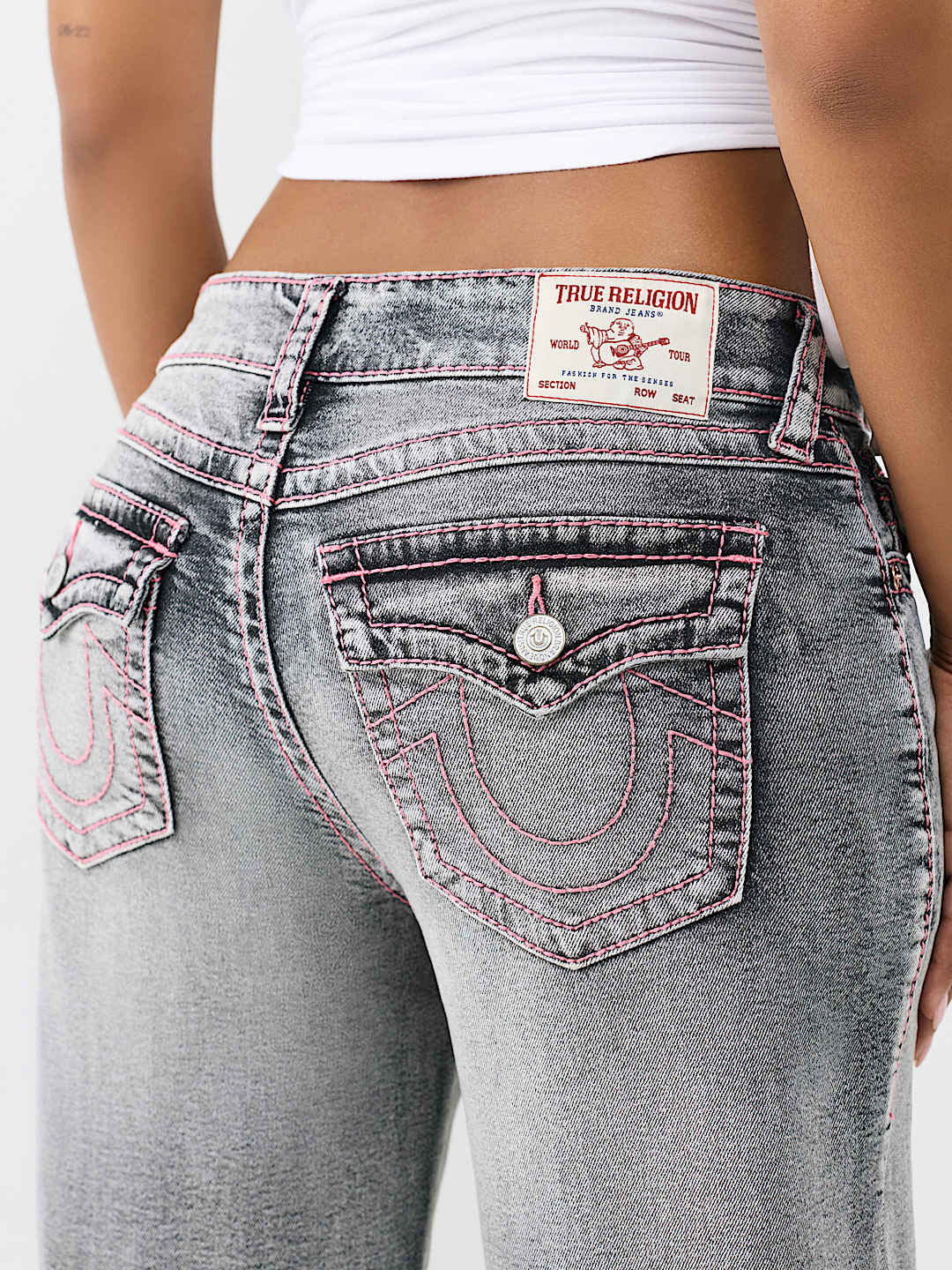 True Religion - Bobbi Mid Rise Big T Script Flap Baggy Jean