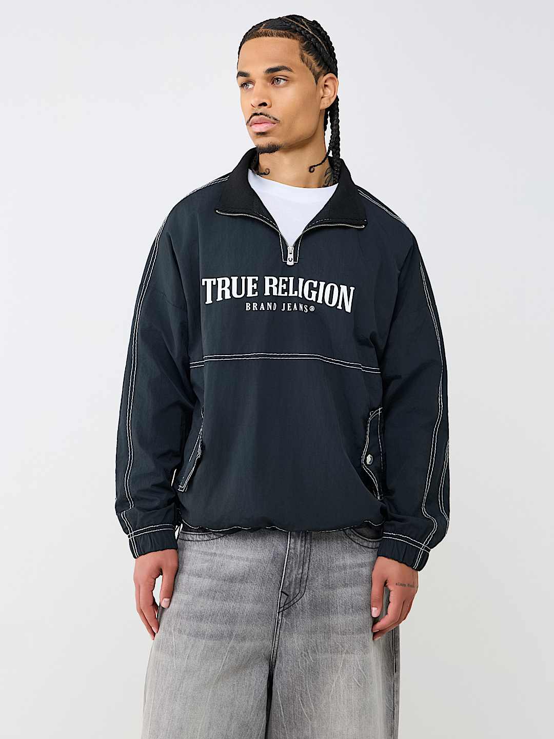 True Religion - Big T Nylon Quarter Zip Jacket