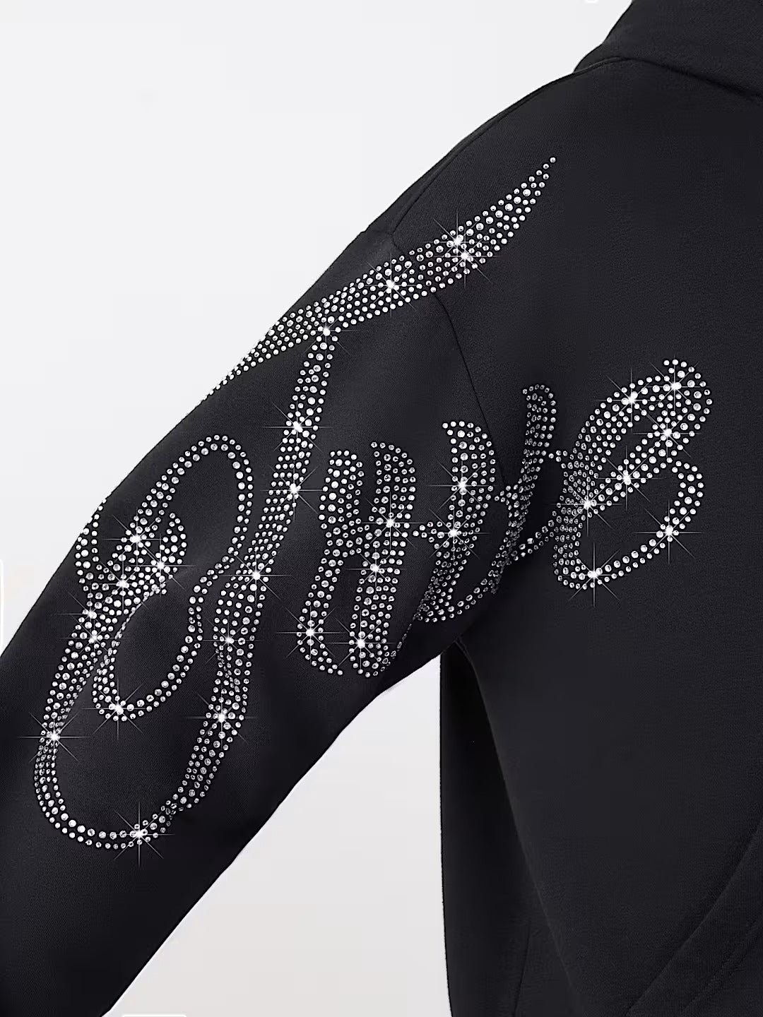 True Religion - Rhinestone Script Boxy Zip Hoodie