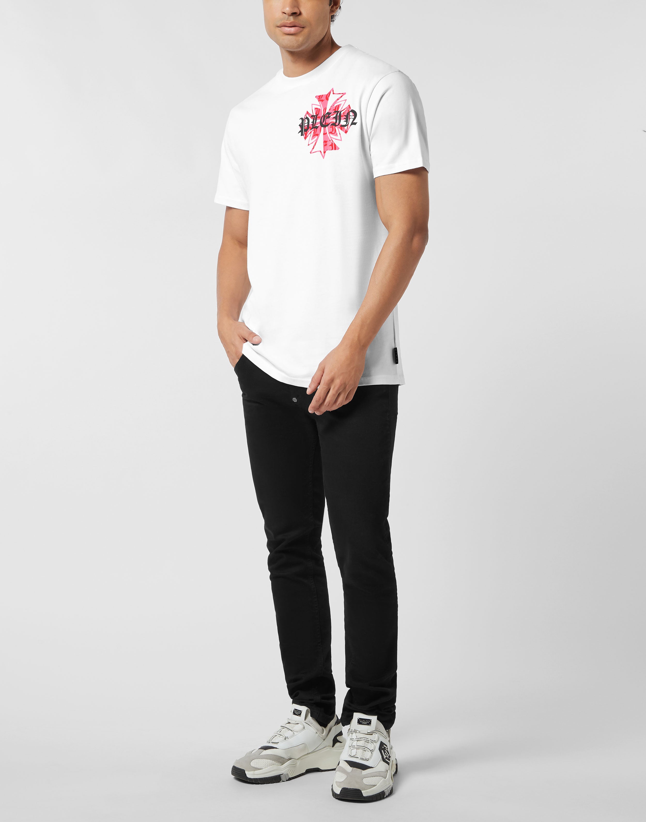 PHILIPP PLEIN - Round Neck T-Shirt Worldwide Puffy Crest