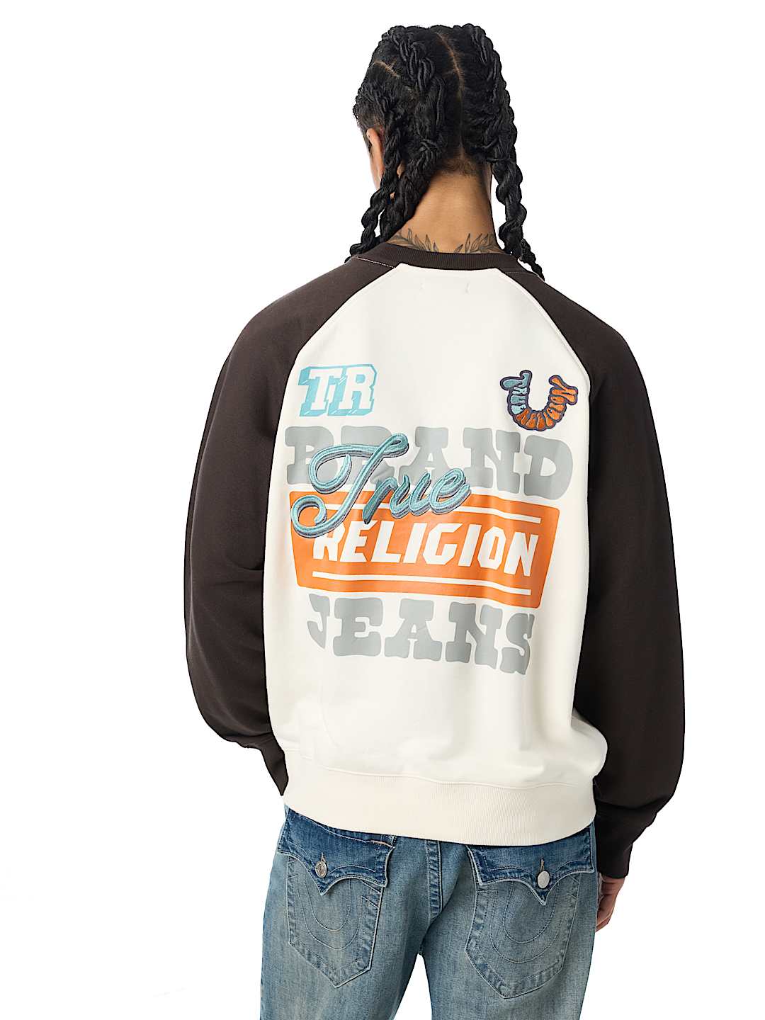 True Religion - Multi-Logo Raglan Crewneck Sweatshirt