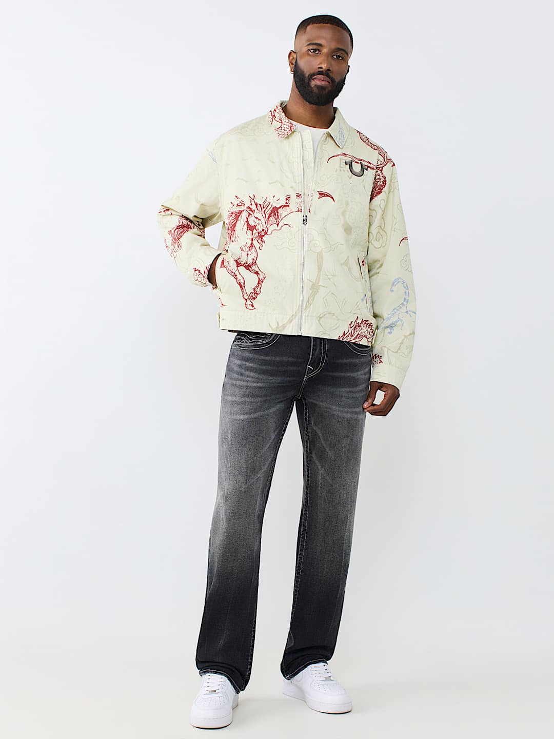 True Religion - Washed Poplin Tattoo Jacket