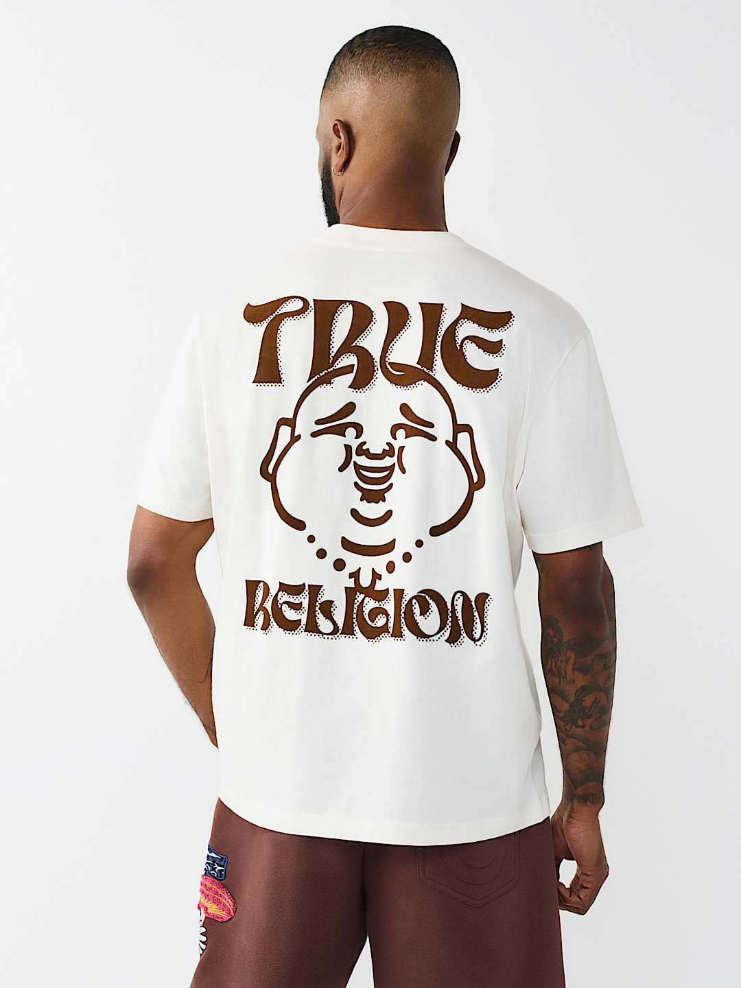 True Religion - Wavy Logo Buddha Face Graphic Tee