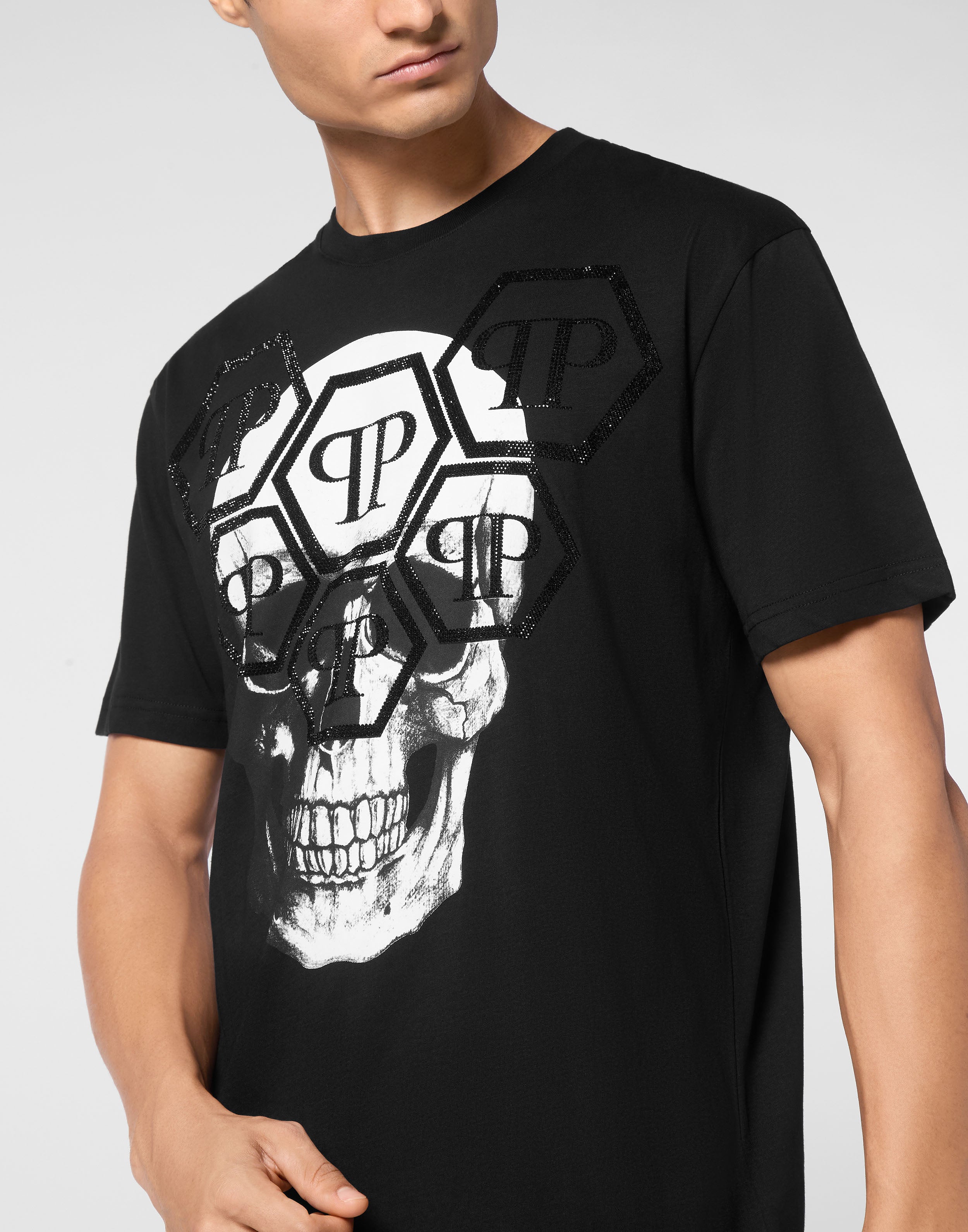 PHILIPP PLEIN - T-shirt Round Neck SS Stones Skull