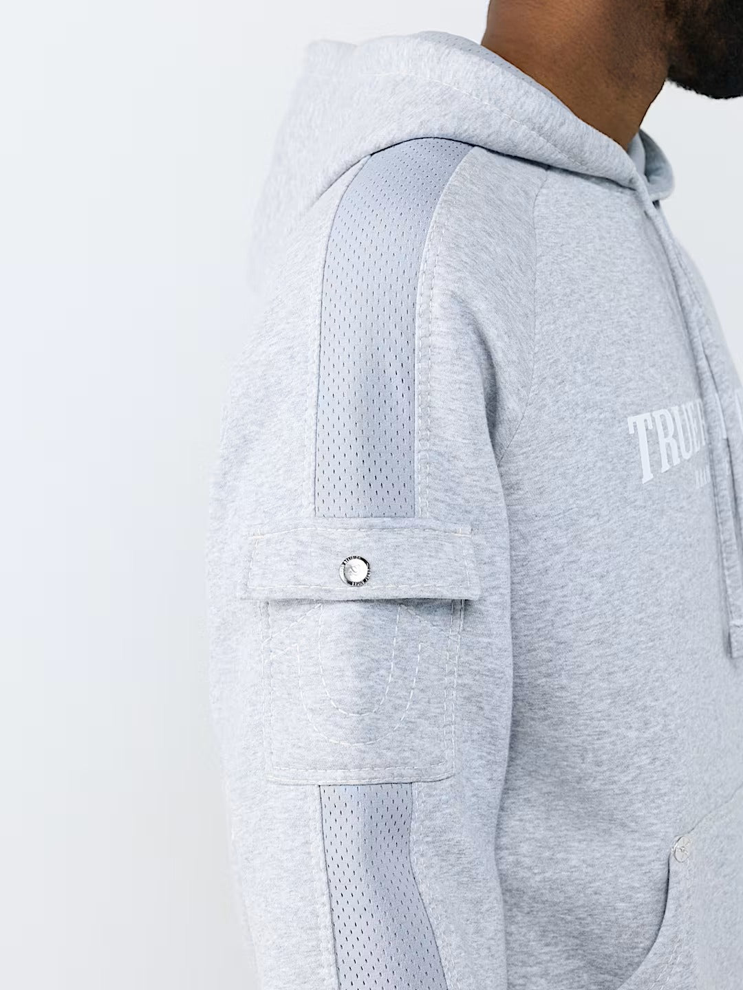 True Religion - Mesh Panel Big T Cargo Hoodie