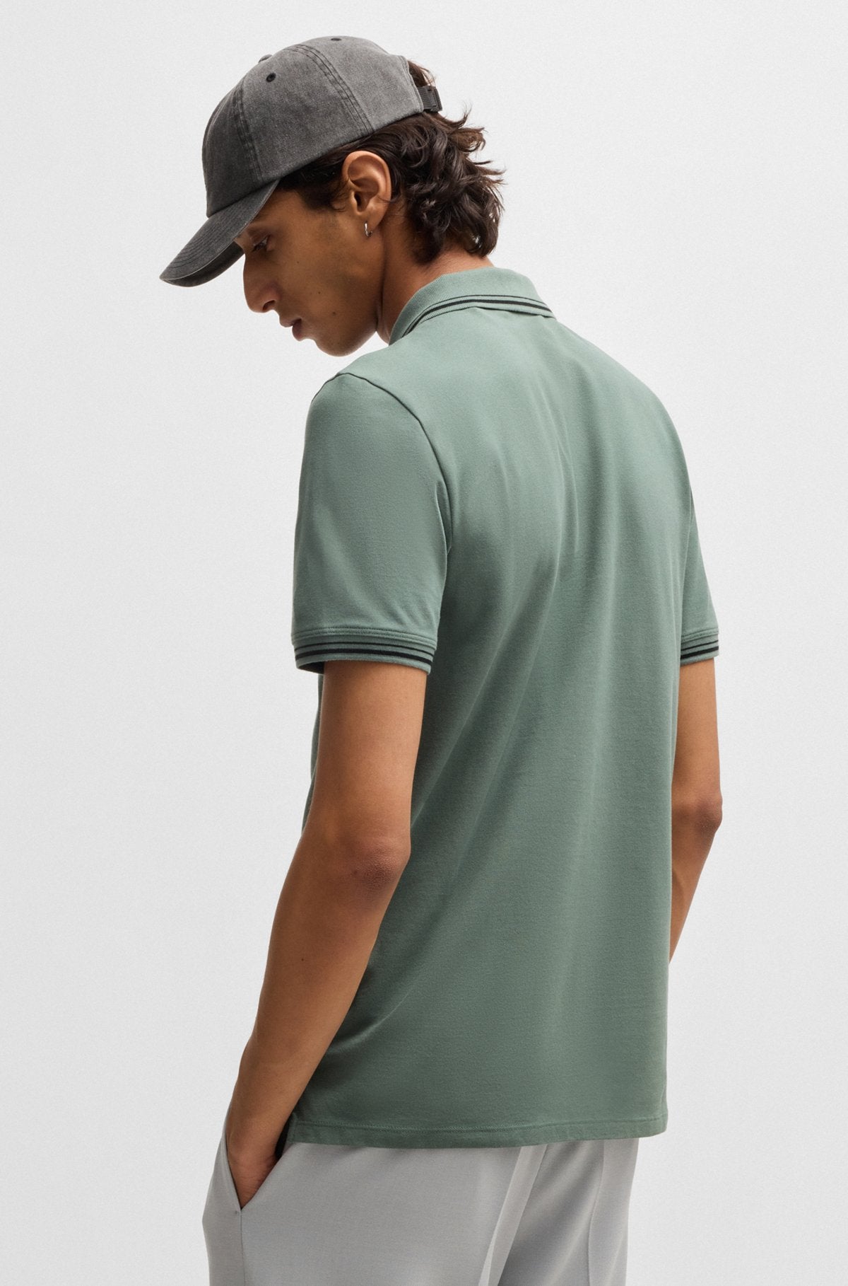 Stretch-cotton slim-fit polo shirt with printed logo