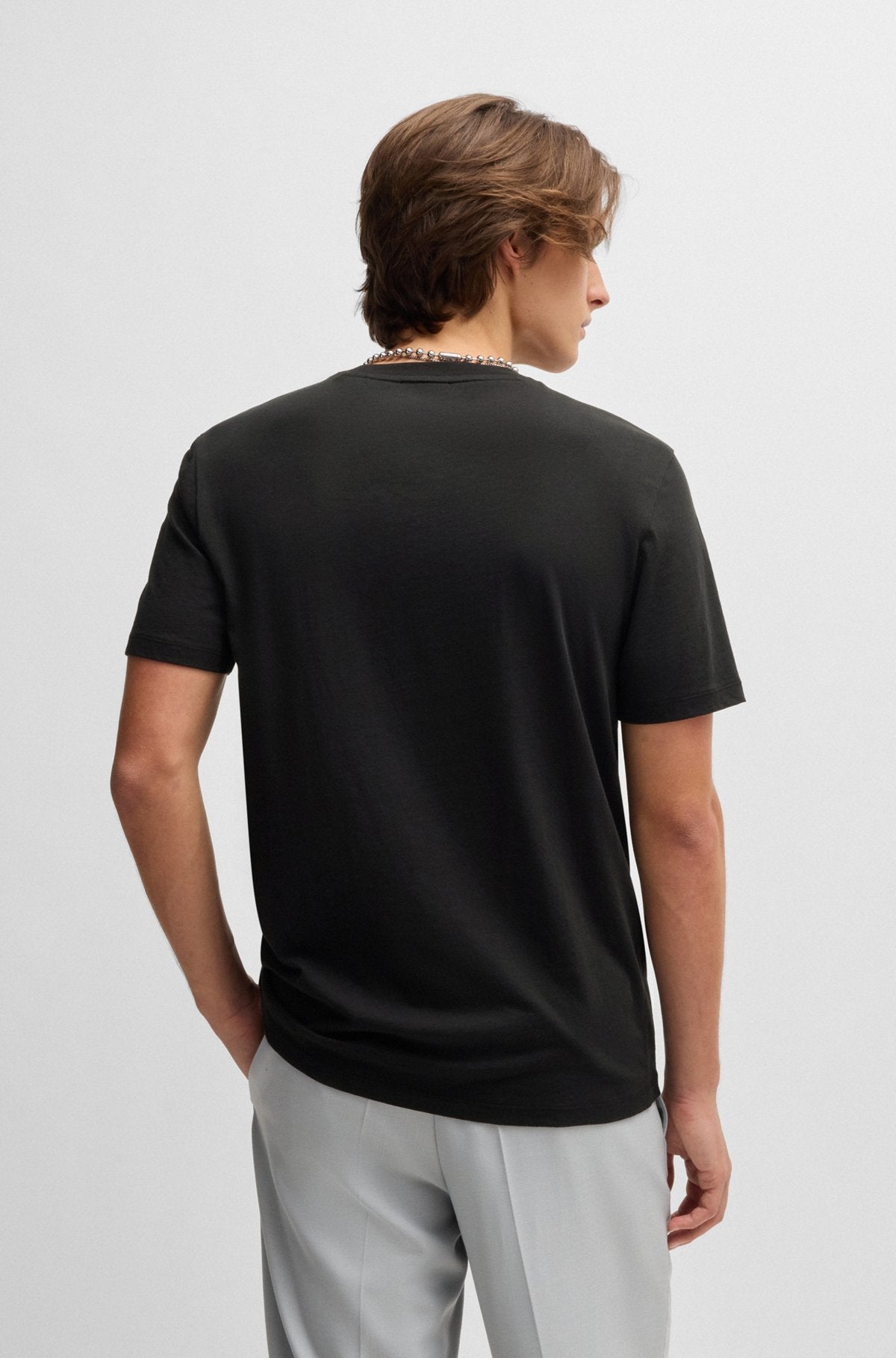 Cotton-jersey T-shirt with racing logo print
