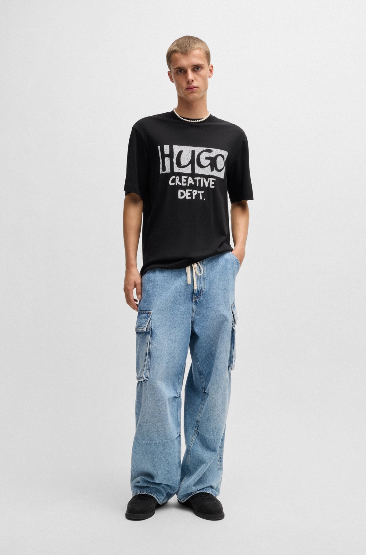 Cotton-jersey T-shirt with logo artwork