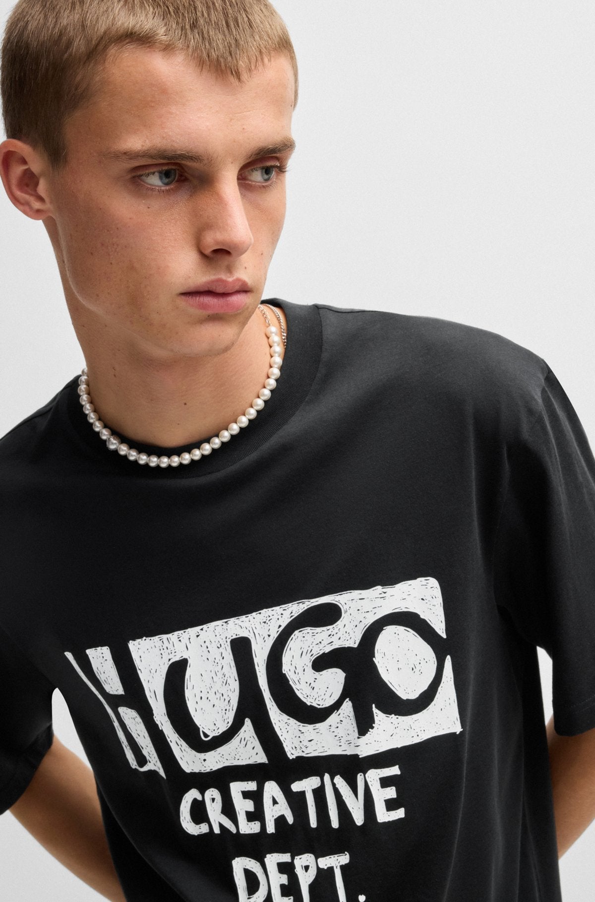 Cotton-jersey T-shirt with logo artwork
