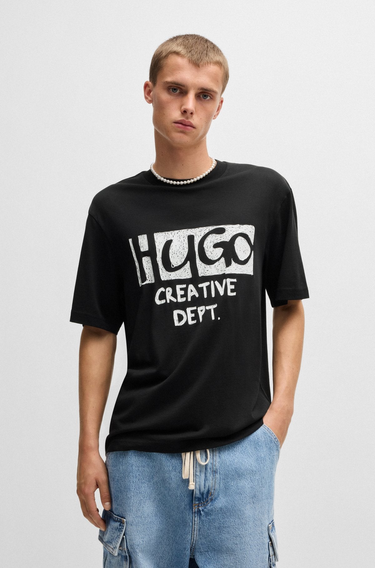 Cotton-jersey T-shirt with logo artwork