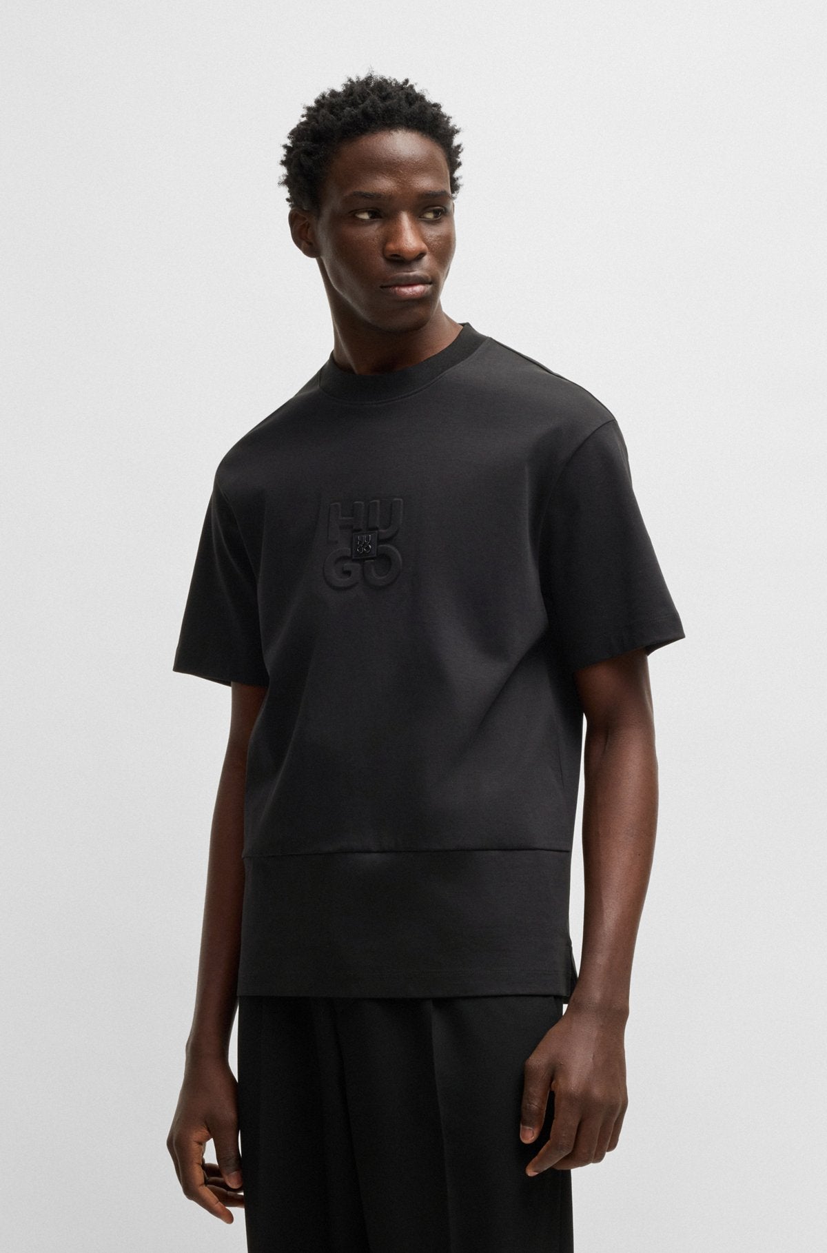 Interlock-cotton T-shirt with stacked logos