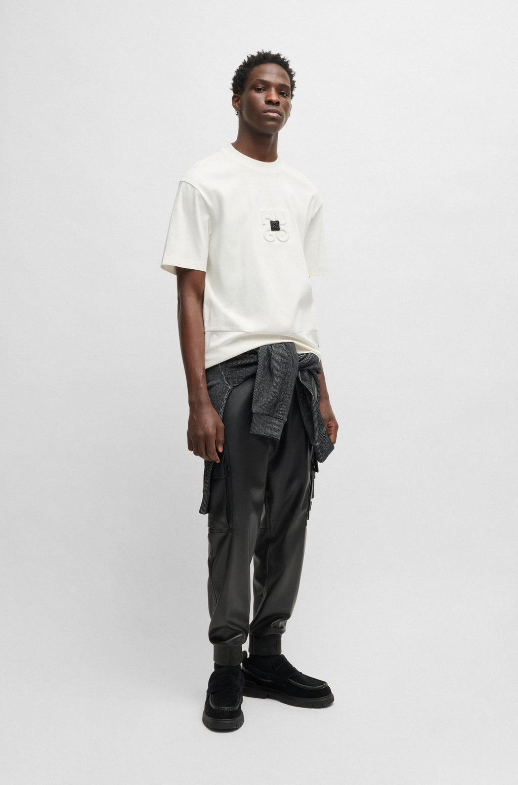 Interlock-cotton T-shirt with stacked logos