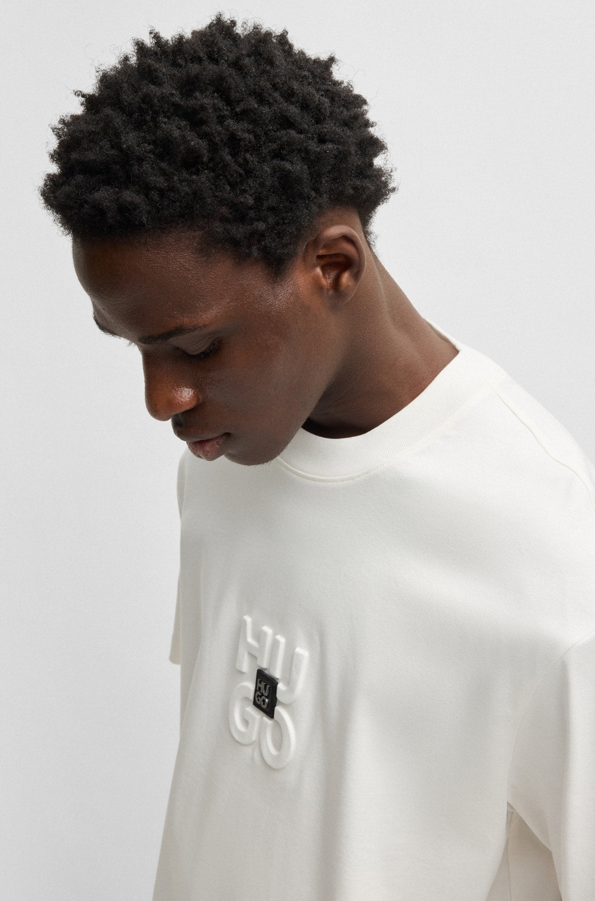 Interlock-cotton T-shirt with stacked logos