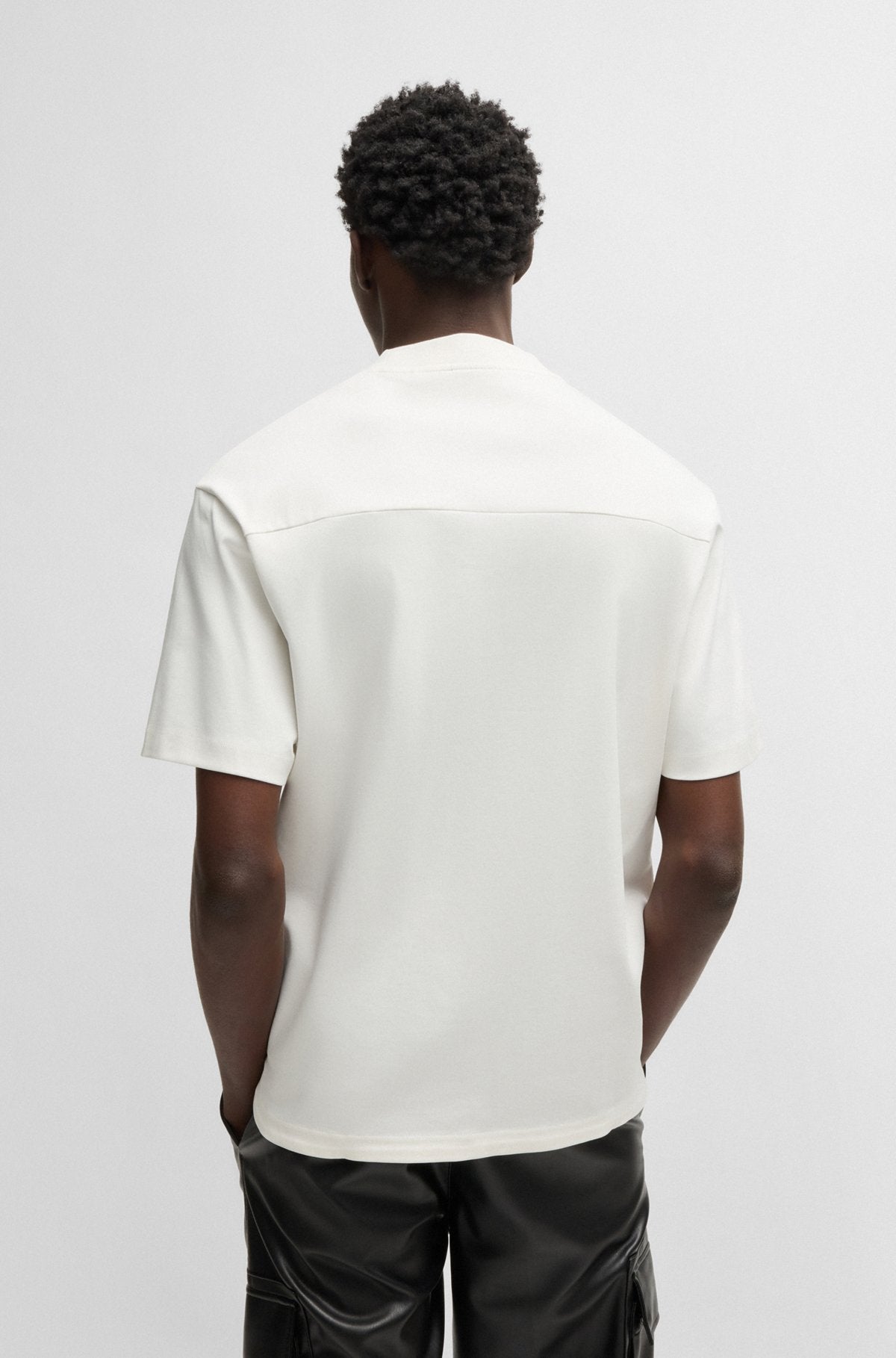 Interlock-cotton T-shirt with stacked logos