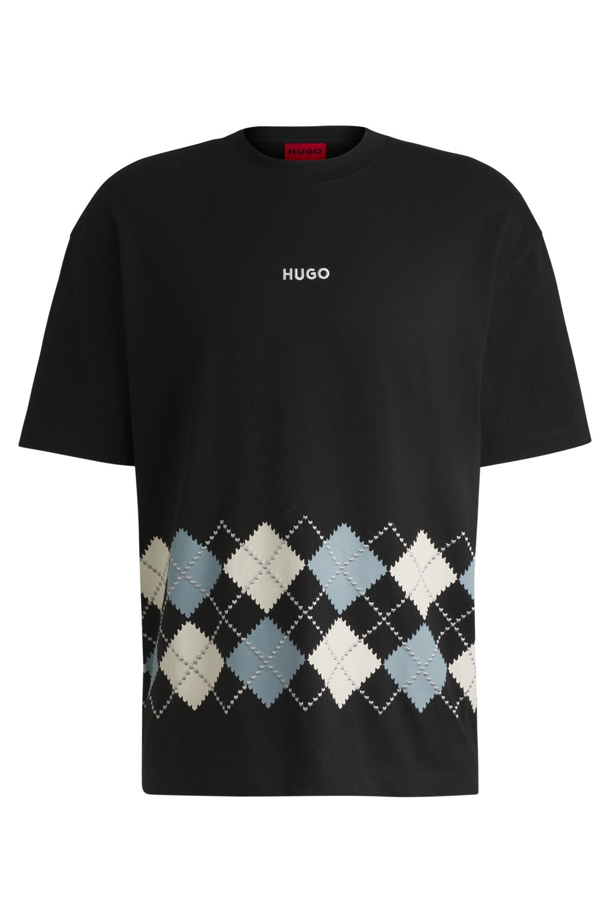 Cotton-jersey T-shirt with Argyle pattern
