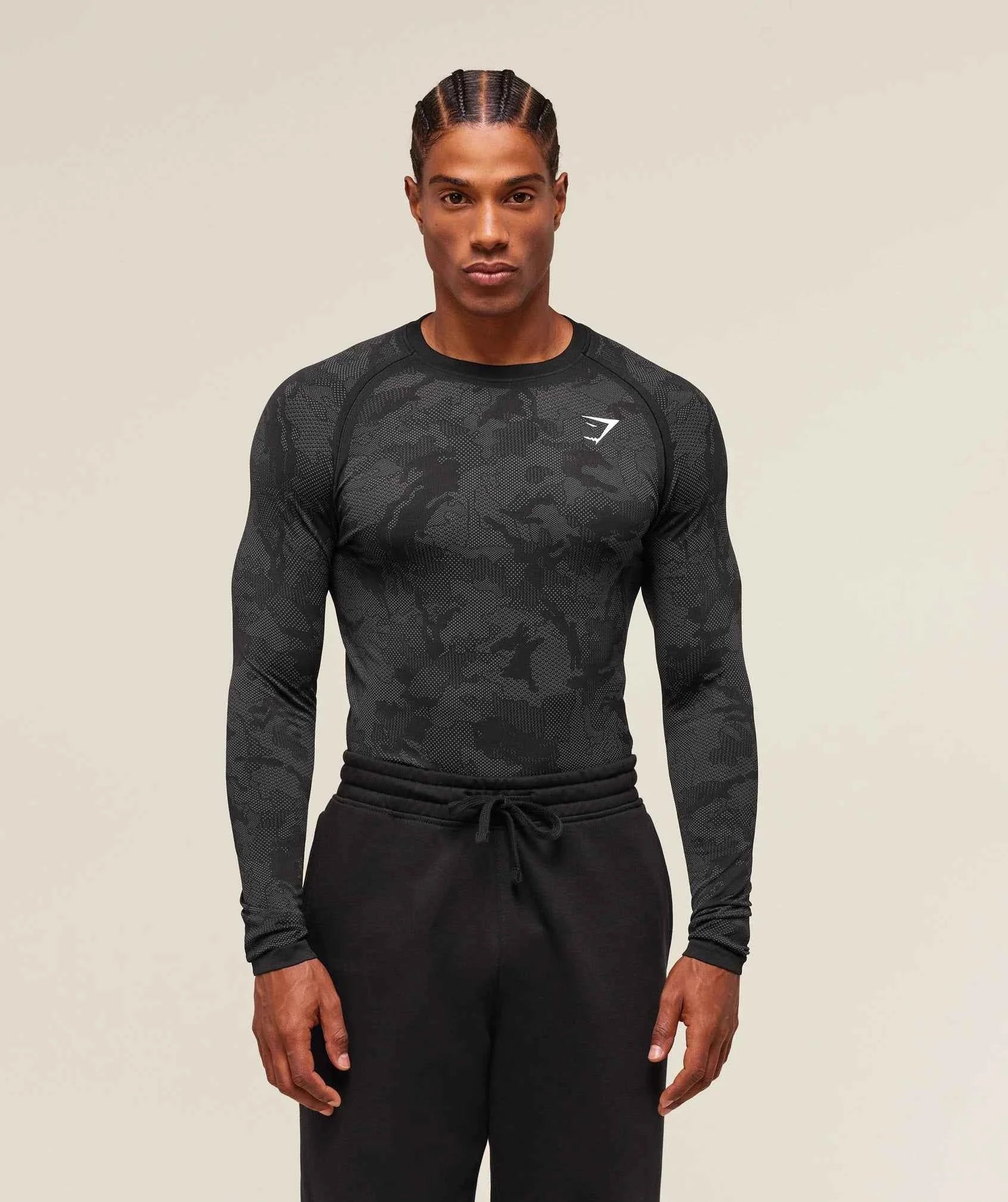 GYMSHARK-Geo Seamless Long Sleeve T-Shirt