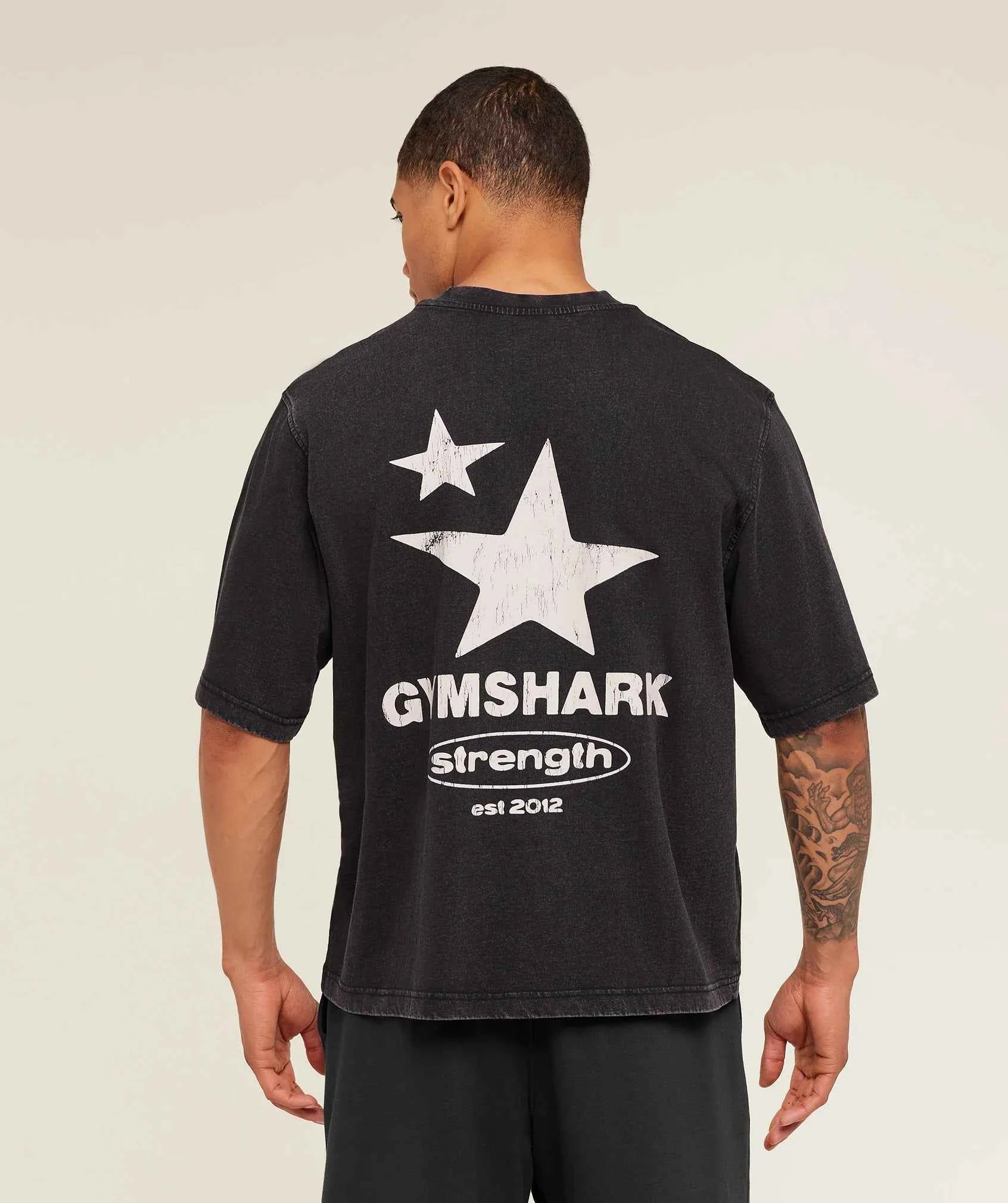 GYMSHARK-Strength Stars Washed Graphic T-Shirt