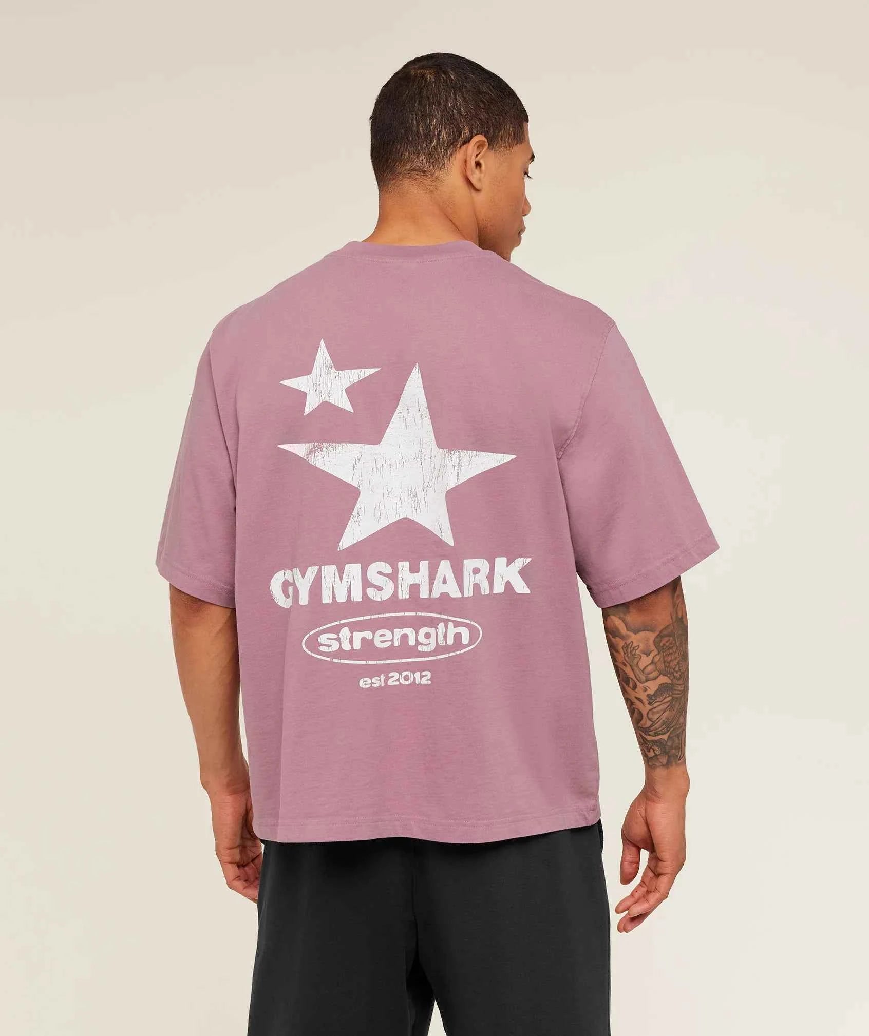 GYMSHARK-Strength Stars Washed Graphic T-Shirt