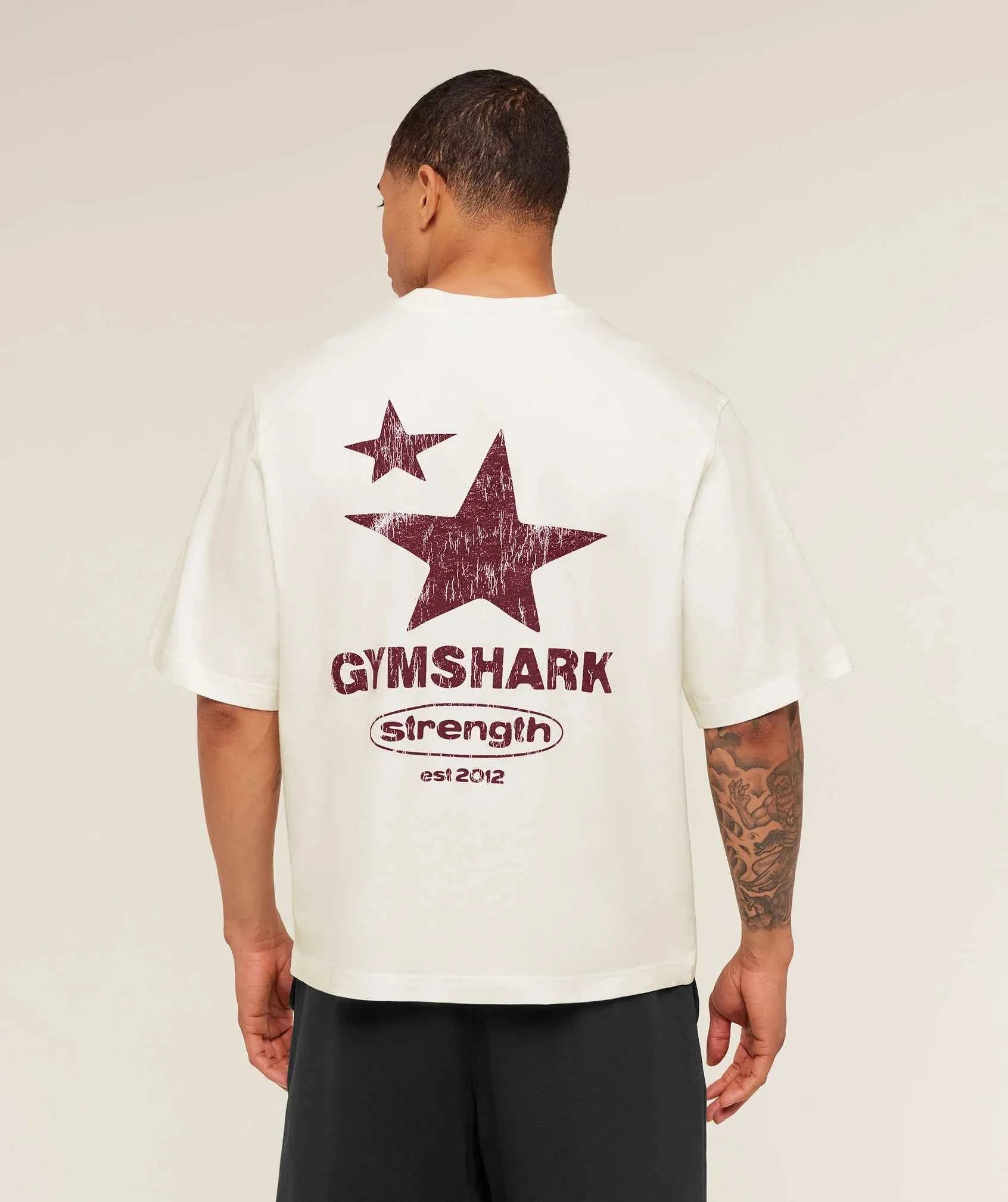 GYMSHARK-Strength Stars Washed Graphic T-Shirt