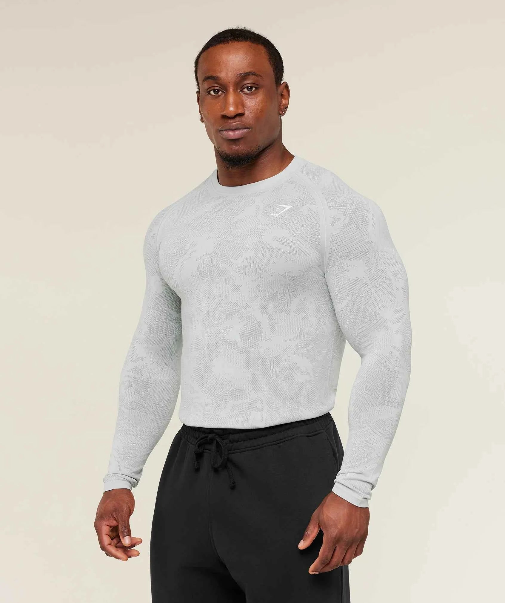 GYMSHARK-Geo Seamless Long Sleeve T-Shirt