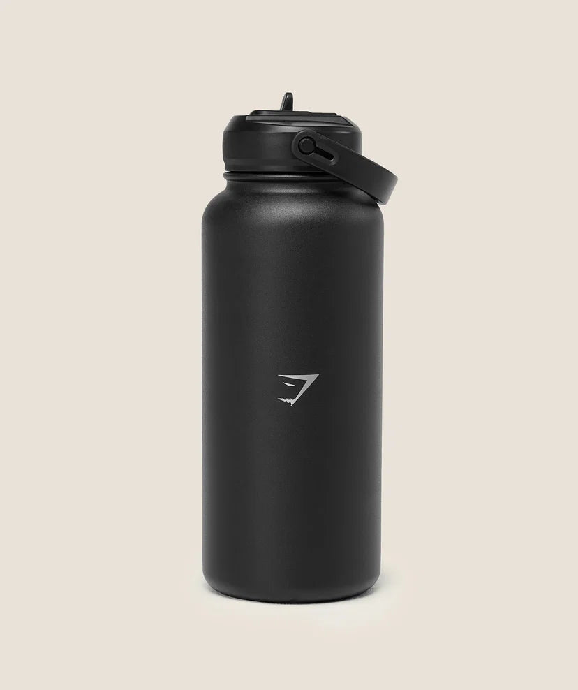 GYMSHARK - Metal Insulated Straw Bottle 1L