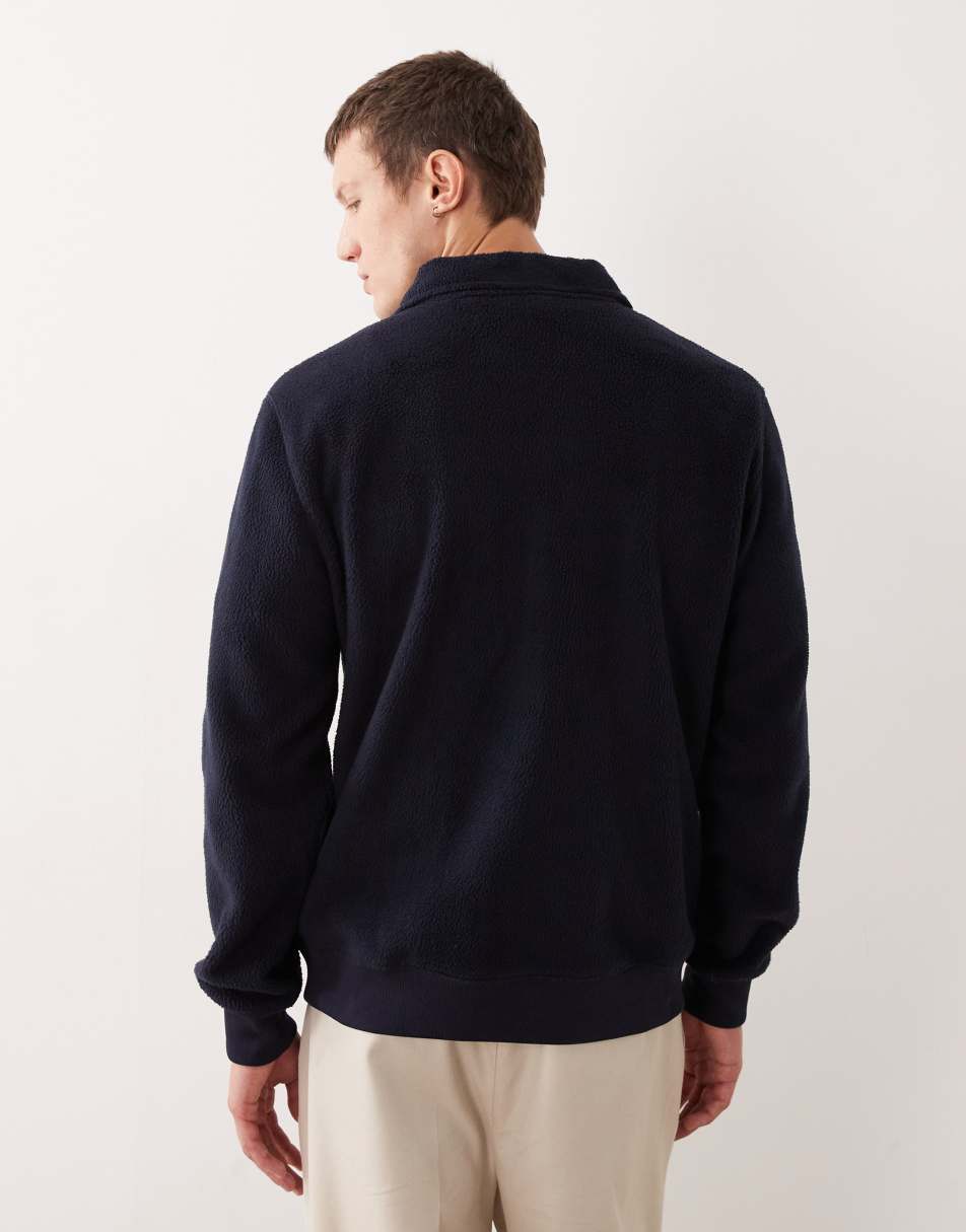 GANT - half zip fleece jumper with varsity G logo in navy