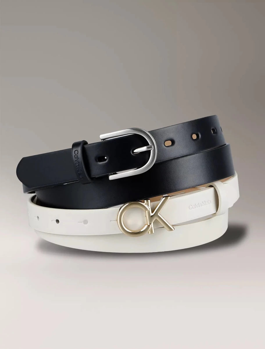 Calvin Klein - Monogram Logo and Round Buckle Reversible Belt Set - Brandatak Store