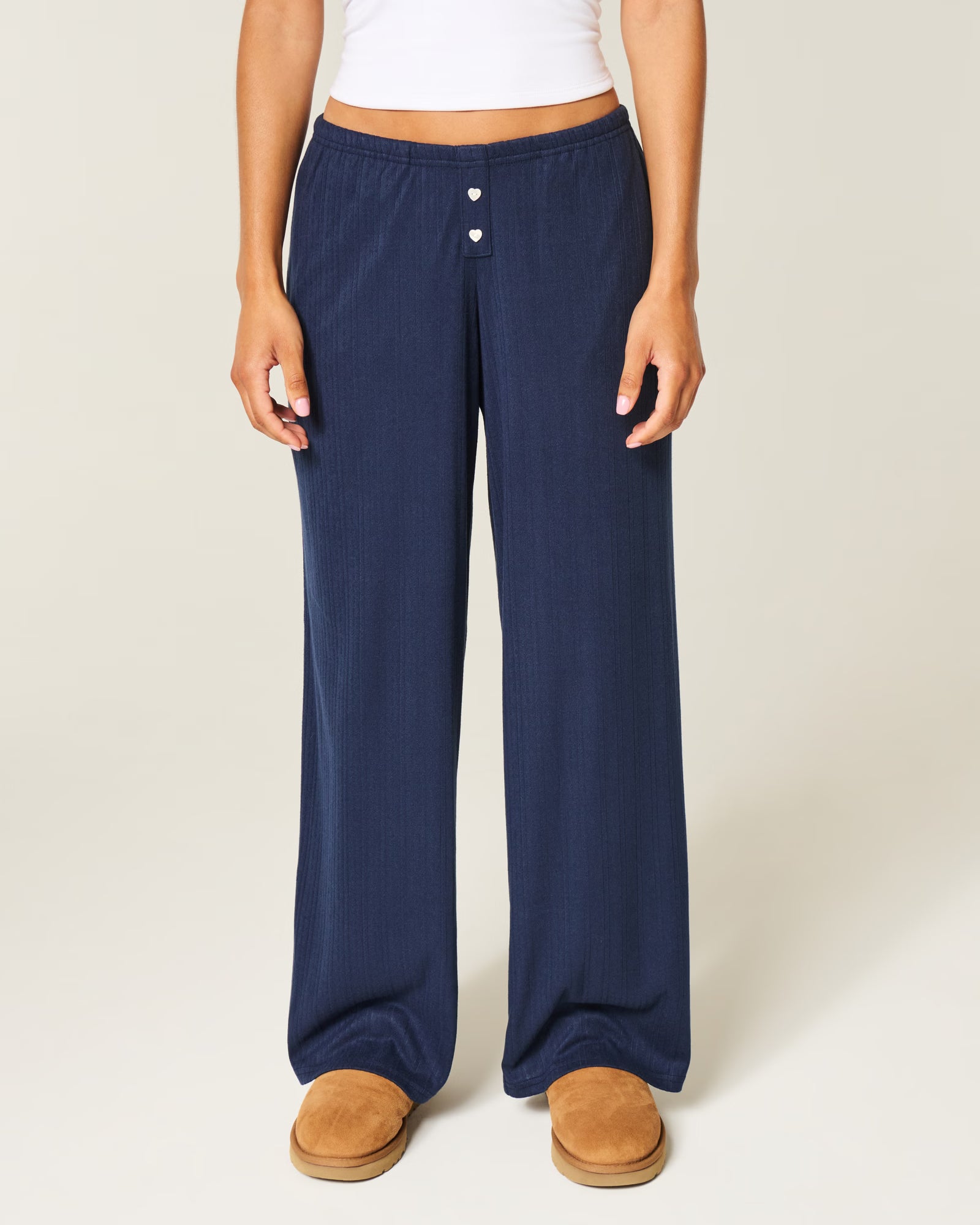 Hollister - Cozy Pointelle Wide-Leg Boxer Pants