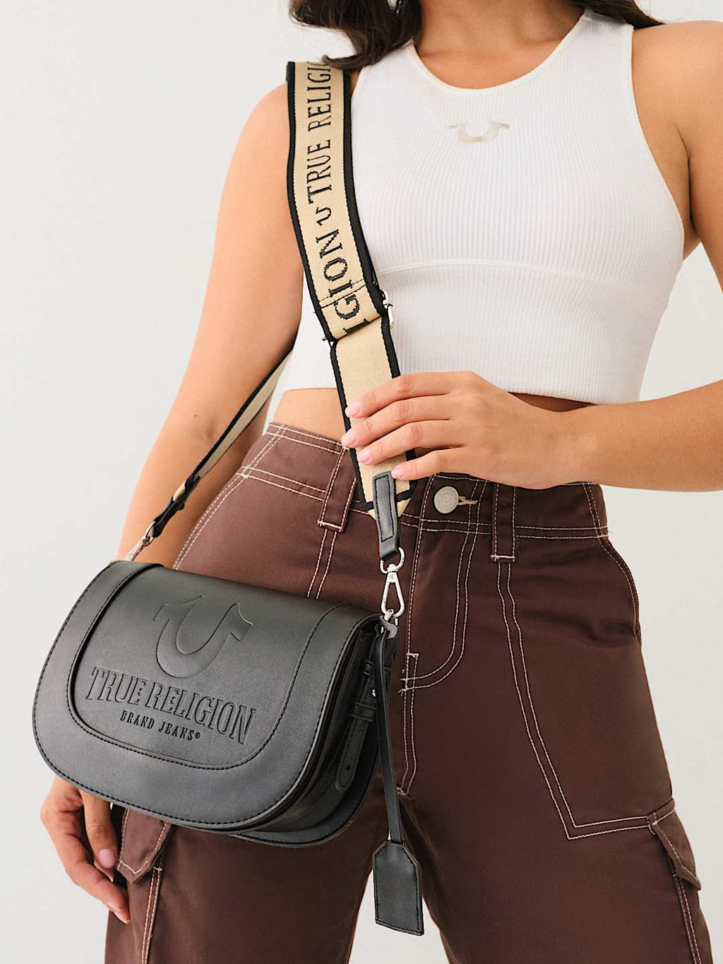 True Religion - STITCHED HORSESHOE FLAP CROSSBODY BAG