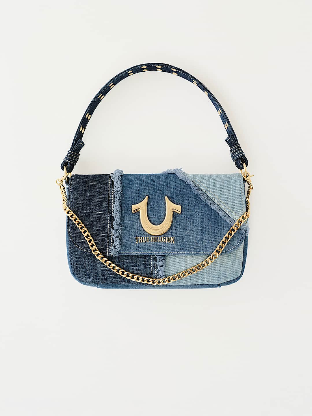 True Religion - PATCHED DENIM CHAIN HANDLE BAG