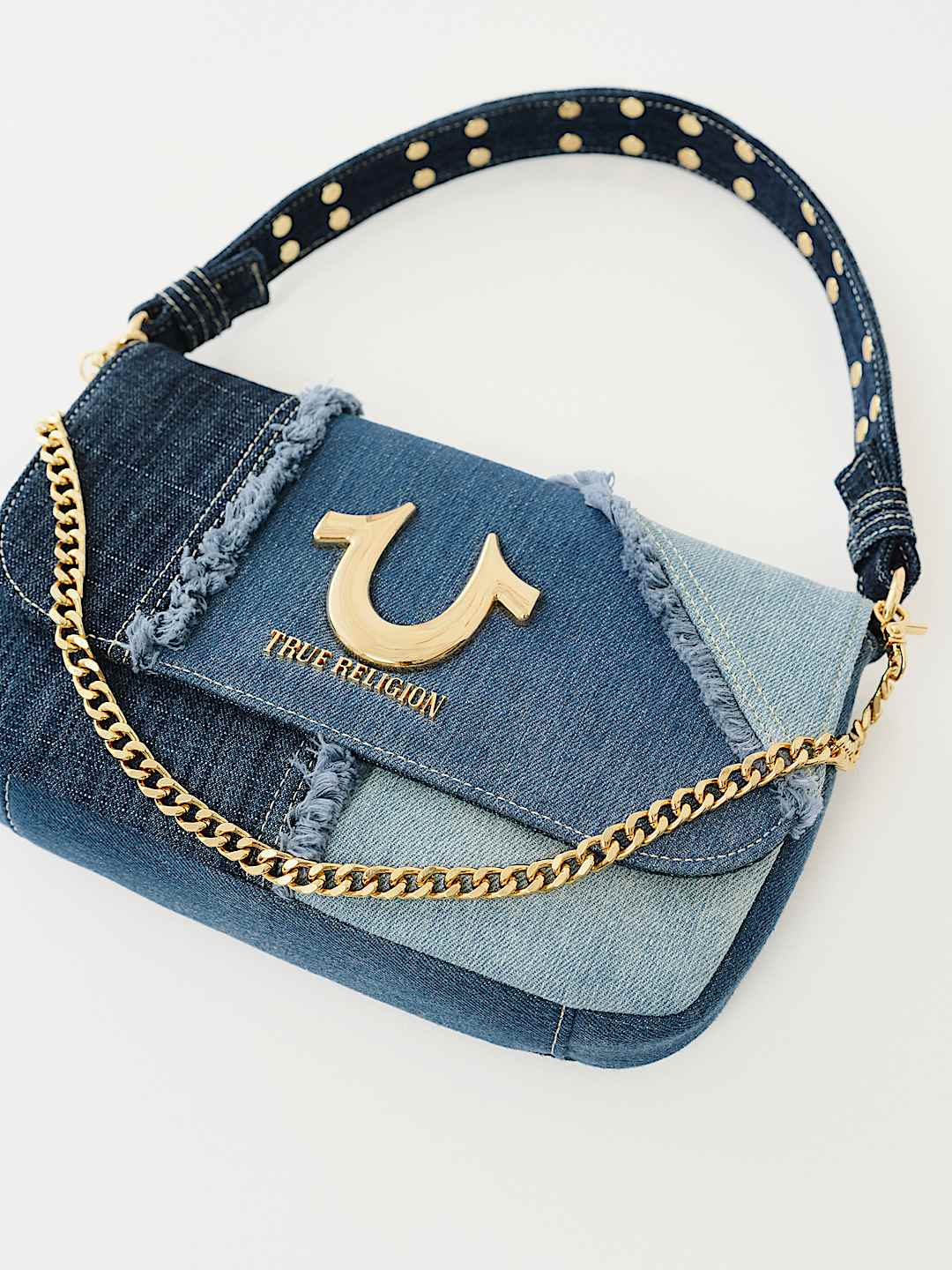 True Religion - PATCHED DENIM CHAIN HANDLE BAG