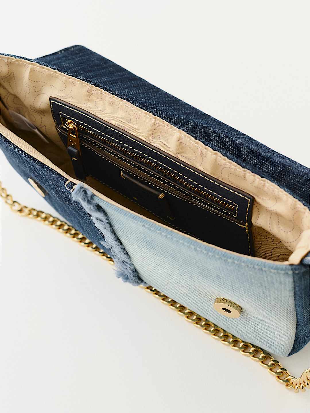 True Religion - PATCHED DENIM CHAIN HANDLE BAG