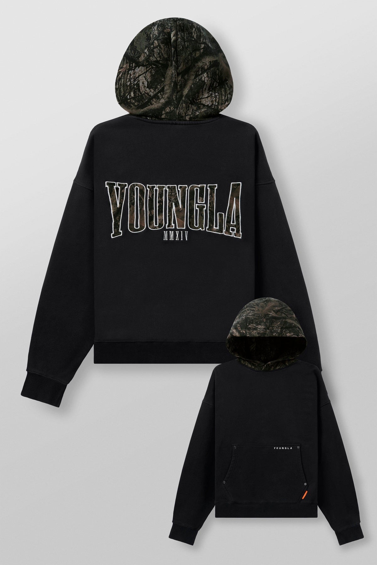 5098 - Tree Camo Hoodies — Black Wash
